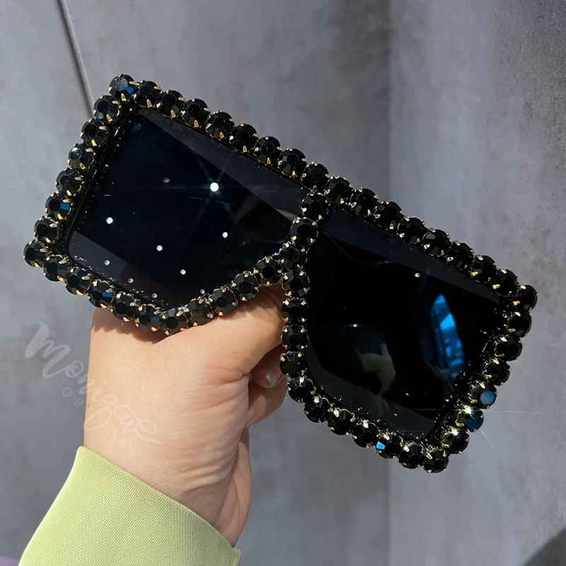 Роскошные солнцезащитные очки со стразами женские модные с большой оправой