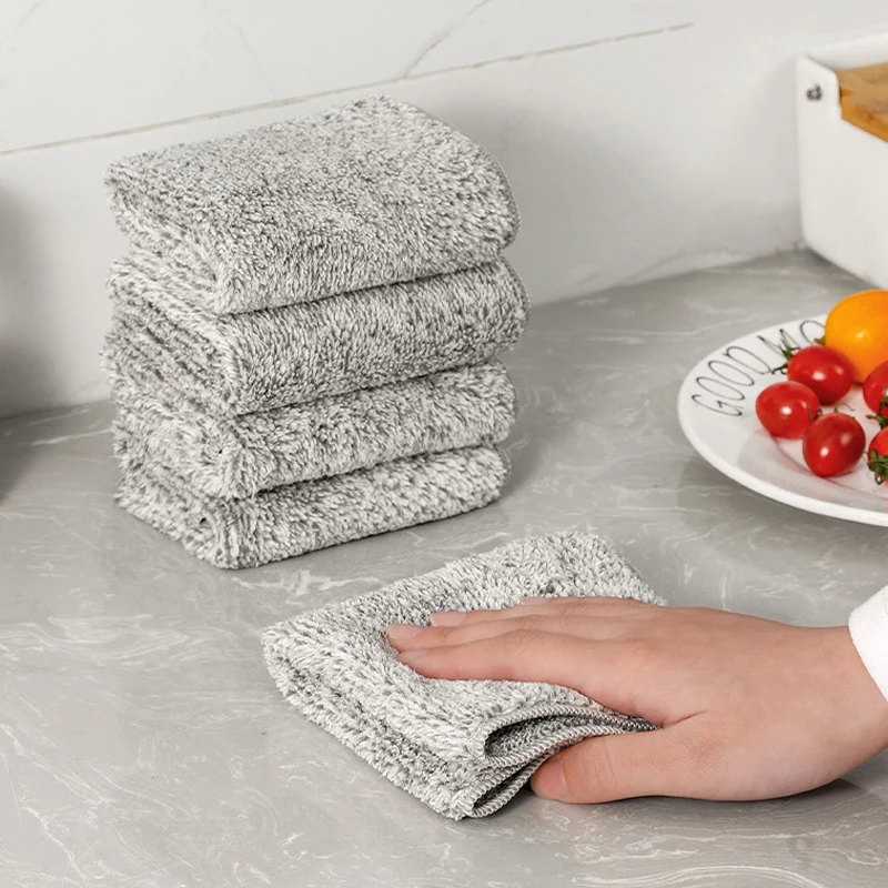 Bamboo Charcoal Fiber Cleaning Cloth Rags Water Absorption Non-Stick Oil Washing Kitchen Towel Household Wiping Tools |