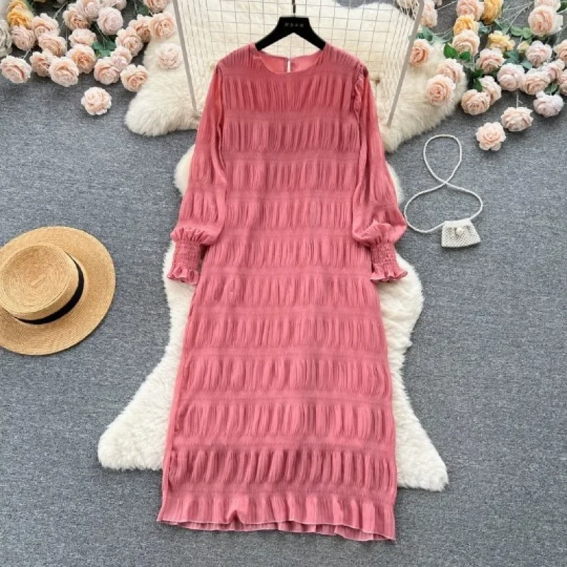 Осень 2024 милое нежное стильное женское облегающее элегантное длинное платье с