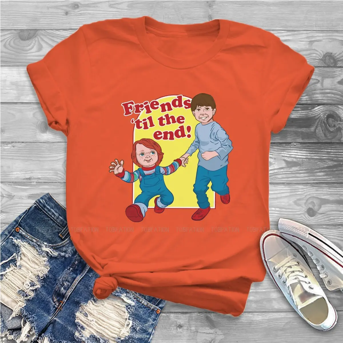 Футболка с куклой Чаки старого образца для женщин девушек друзей базовая