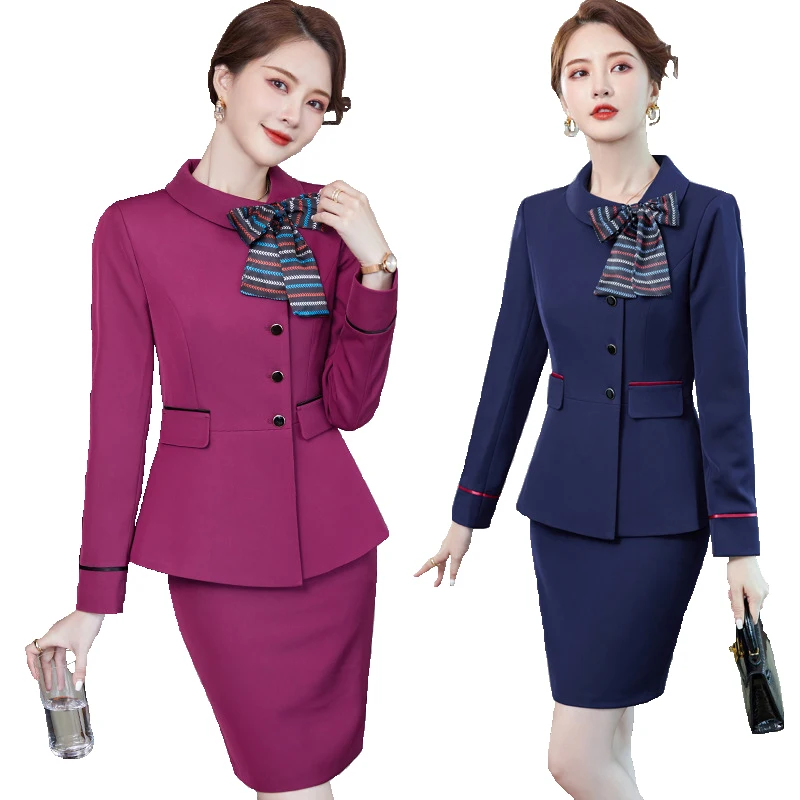 

High Quality Korean Spring Autumn Pencil Skirt Blazer Sets Outfits Female Formal Business Womens Office Ladies Work Jacket Suit