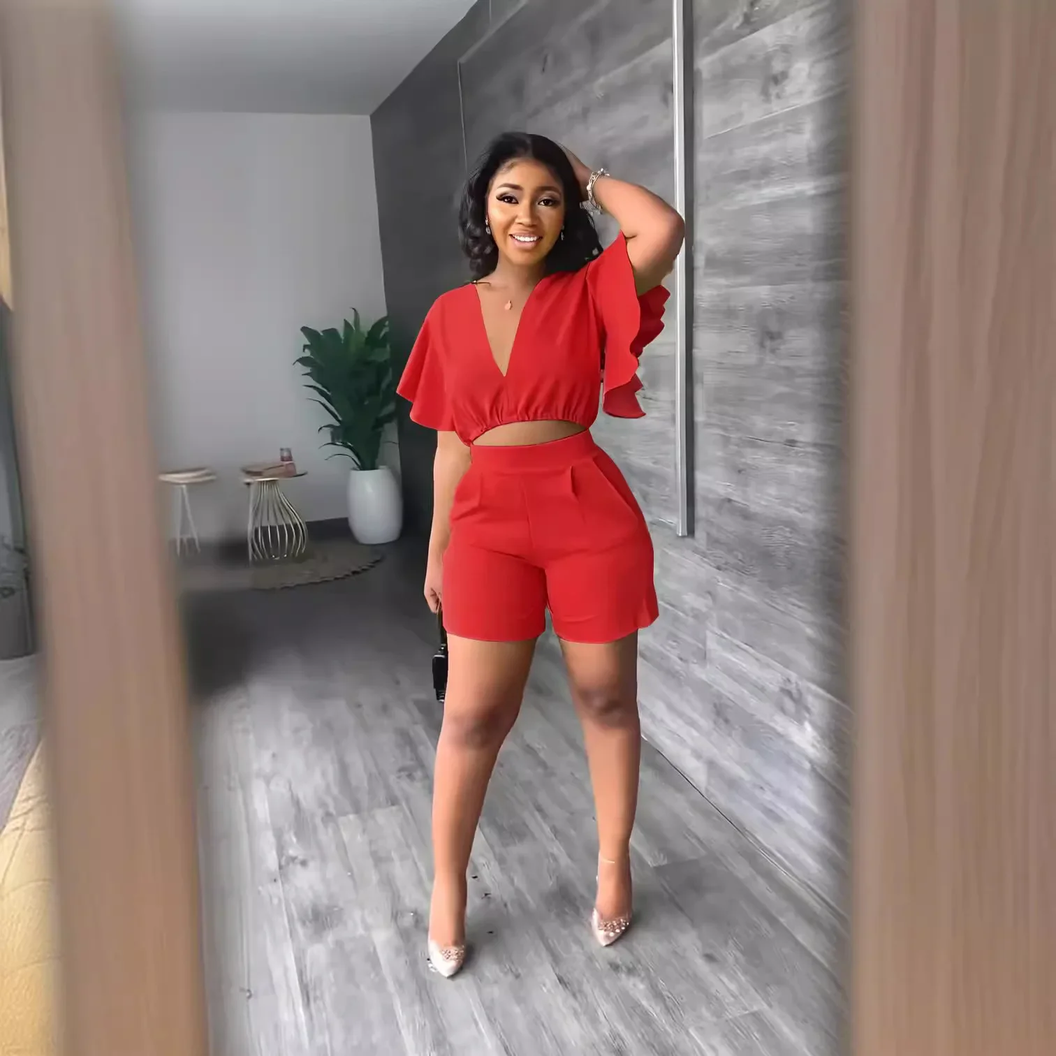 Женский топ и шорты многоцветный комплект |