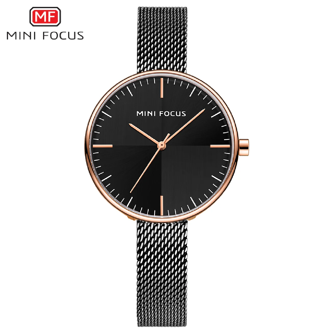 MINI FOCUS Watches Women Top Brand Luxury Black Steel Mesh Quartz Simple Fashion Business Watch For Women Clock Relogio Feminino