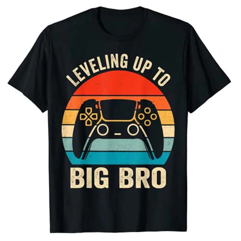 

Leveling Up To Big Brother 2023 Funny Gamer Kids Men T-Shirt Boys Fashion Sons Birthday Gift Cool Sayings Quote Graphic Tee Tops