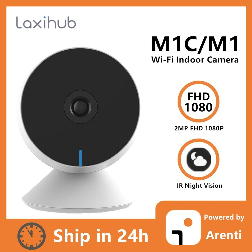 Laxihub-minicámara de seguridad para el hogar, cámara de vigilancia interior con Wifi, 1080P/720P, detección de movimiento