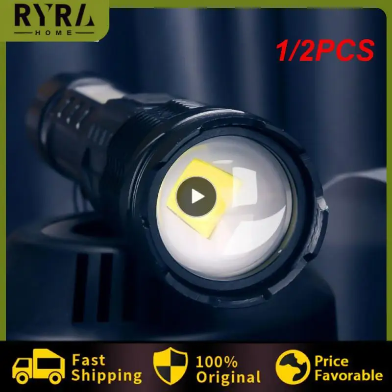 

1/2PCS High-power LED Rechargeable Flashlight with 30W Lamp Beads Portable 7 Lighting Modes Zoomable Waterproof Camping