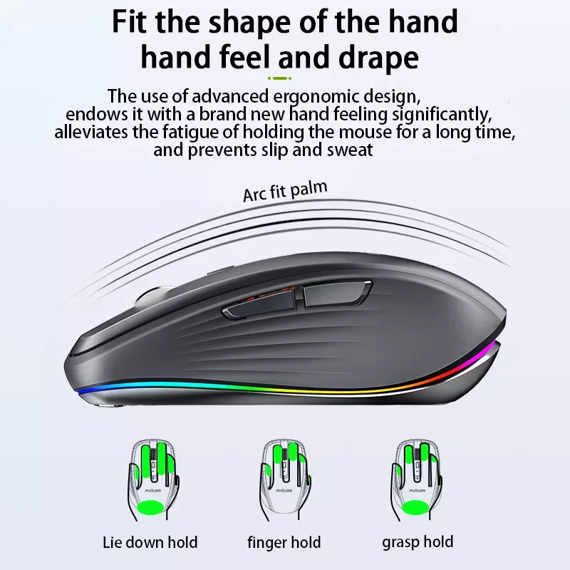 

2023NEW Mouse Bluetooth Rechargeable Mouse Ultra-thin Silent LED Colorful Backlit Gaming Mouse For iPad Computer Laptop PC