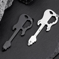 12 in 1 stainless tool multi tool portable guitar shape key chain screwdriver key ring pocket multipurpose camping multitool