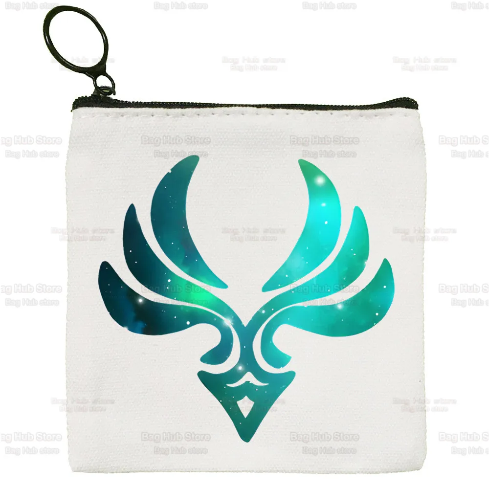 Xiao Anime Game Bag Pure White Bag Handmade Cloth Bag Genshin Impact Coin Purse Bag Handbag Cute Canvas Key Case Coin Purse