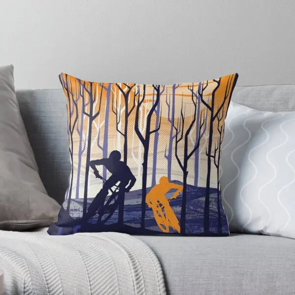 

Retro Mountain Bike Poster Illustration Printing Throw Pillow Cover Home Case Square Soft Decorative Pillows not include