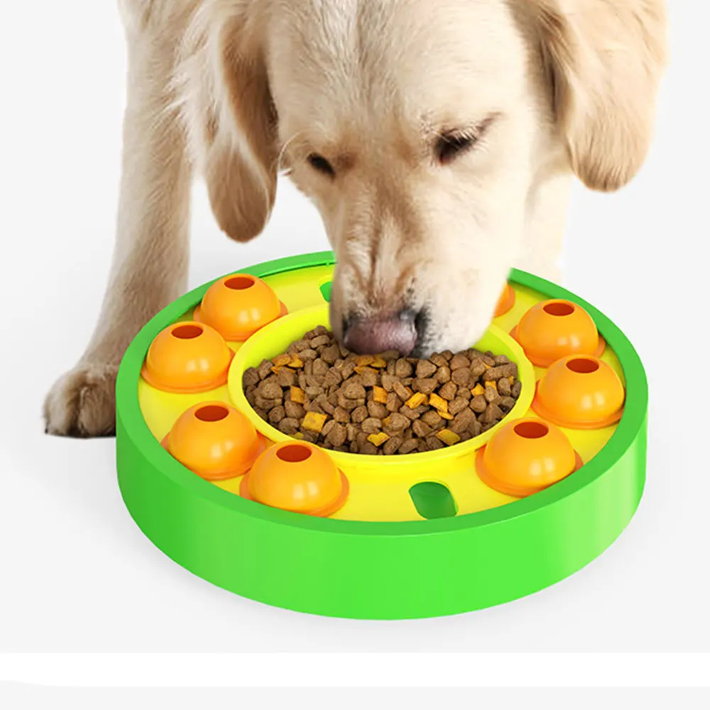 

Игрушки-головоломки для собак, поворотный круг, медленная кормушка, диспенсер для еды, миска для медленно протекающая еды, магнитная интерактивная игрушка для обучения кошек и собак