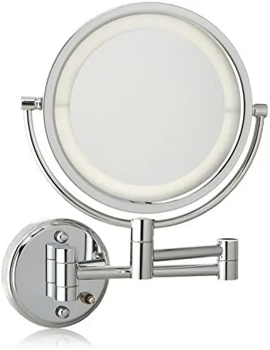 

-Mounted Makeup Mirror with Lights - Lighted Makeup Mirror with 8X Magnification & -Mount Arm - 8.5-inch Diameter Mirror wit