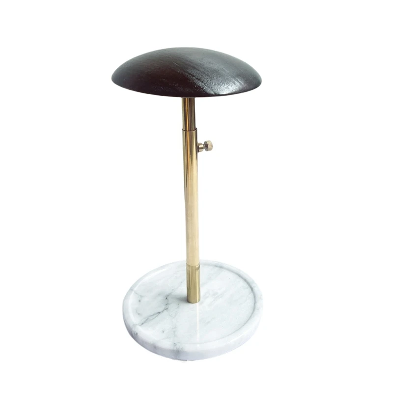

Creative Hat Display Stand Marble Bottom with Solid Wood Hat Holder Stainless Steel Rod Hat Rack Adjustable Height
