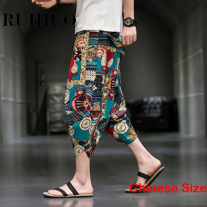 

RUIHUO Printed Men's Pants Korean Style Hip Hop Trousers Man Harajuku Fashion Dropshipping Male Clothes 5XL 2023 Summer