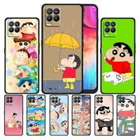 anime shin chan crayon for oppo gt master find x5 x3 realme 9 8 6 c3 c21y pro lite a53s a5 a9 2020 black phone case cover capa