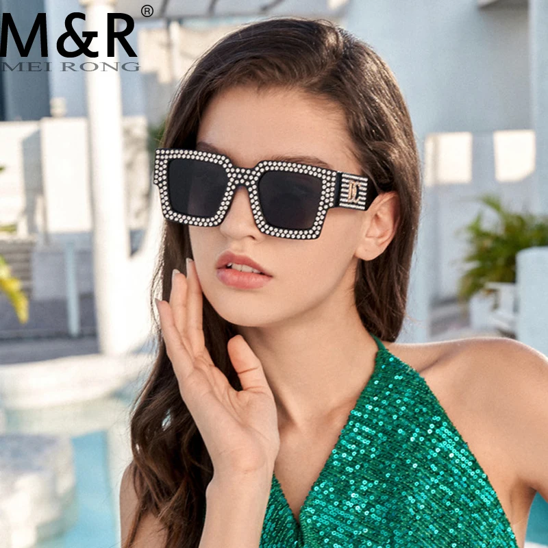 

Square Sunglasses Women 2023 Rhinestone Oversized Sun Glasses Men Luxury Designer Eyeglasses Oculos De Sol Feminino