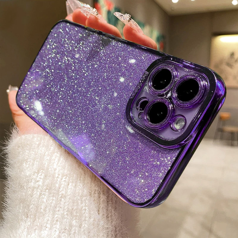 

Luxury Glitter Plating Case for iPhone 14 Pro Max Plus Soft Silicone Phone Cover iPhone 13 12 Mini 11 Pro Max XS XR 8 7 Plus SE