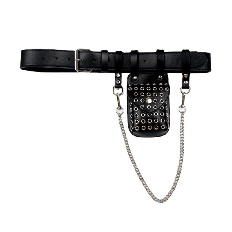 

Faux Leather Waist Bag Belt Bag Women Crossbody Waist Bags with Belt Chain