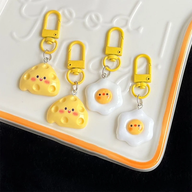 Милое яйцо-пашот кулон с сыром забавный брелок кавайный мультфильм имитация еды