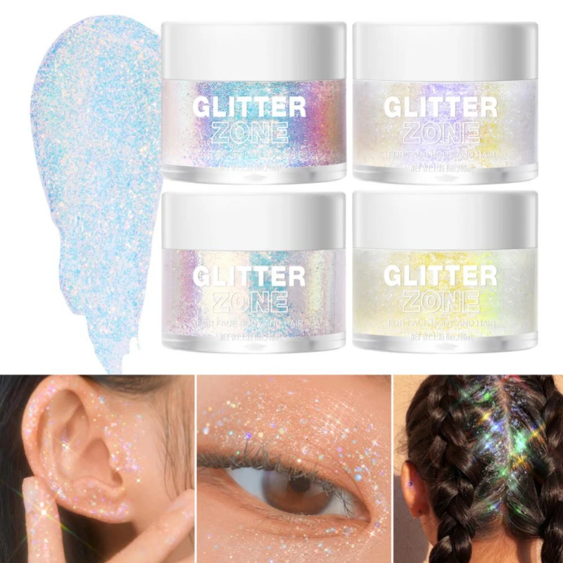

Shiny Gel Hair Liquid High Gloss Facial Body Makeup Fluorescent Gel Nail Glitter Gel 40ml Cosmetics High Gloss Gel 4 Colors