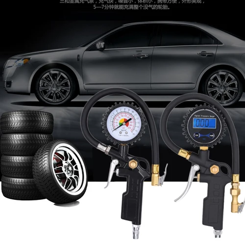 

Digital Tire Inflator Pressure Gauge, 220 PSI/16 BAR Air Chuck and Compressor Accessories Heavy Duty with Rubber Hose and Quick