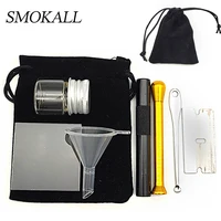 1pcs smoke snuff set with metal sniffer tube acrylic board glass pill bottle spoon flannel bag funnel cigarette accessories