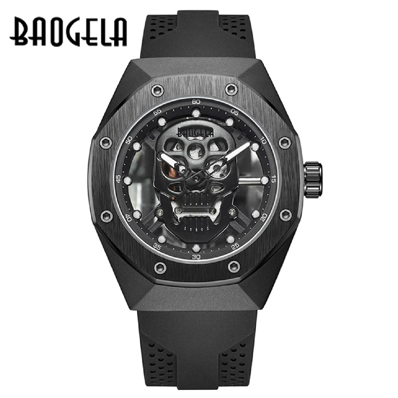 

BAOGELA Skeleton Watches Men Hollowing out Waterproof Wristwatch Skull Dial Military Sports Watch Man Relogios Masculino 1902