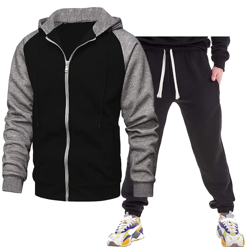 The new sports suit jacket set spring and autumn fashion zipper sweater casual sportswear men's suit   pants set high quality