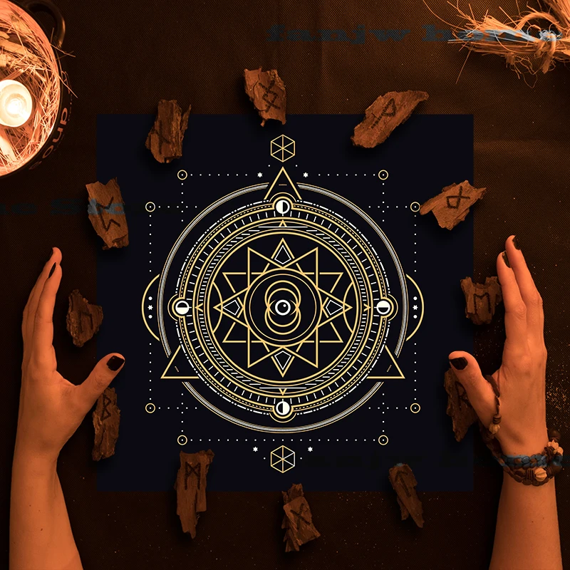 

Home Decor Mysterious Divination Constellation Tarot Table Cloth Altar Cloth Pagan Clock Pendulum Witchcraft Oracle Room 85x85