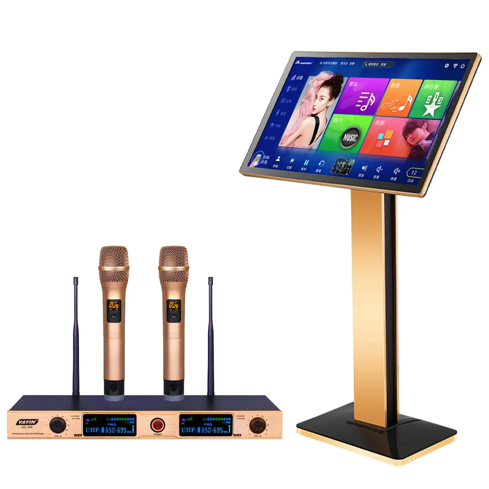 

InAndOn 21.5" Wifi Touch Screen 2TB HDD Karaoke Player with Wireless Microphone AI Function Professional KTV Karaoke Machine Set