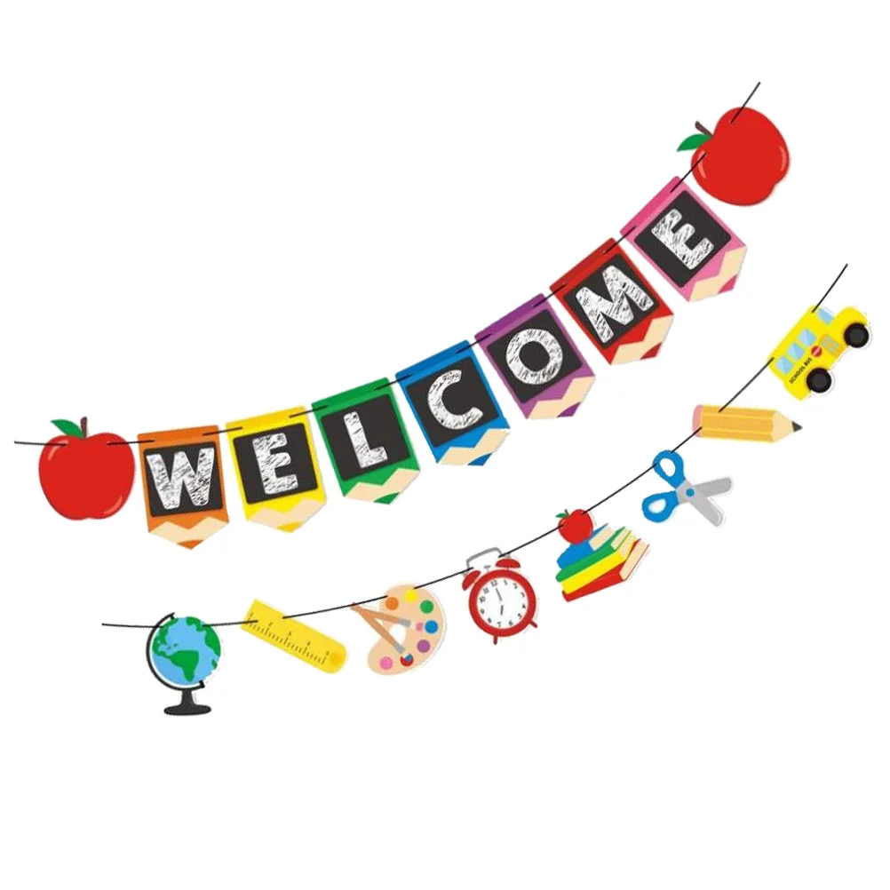

Banner Welcome School Classroom Bunting Hanging Flag Door Sign Party Decorations Decoration Kindergarten Garland Curtain