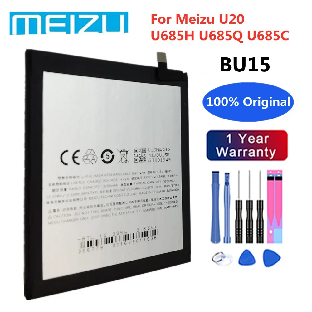 Meizu 100% оригинальный 3260 мАч BU15 Аккумулятор для Meizu U20 мобильный телефон последнее производство Высококачественная аккумуляторная батарея