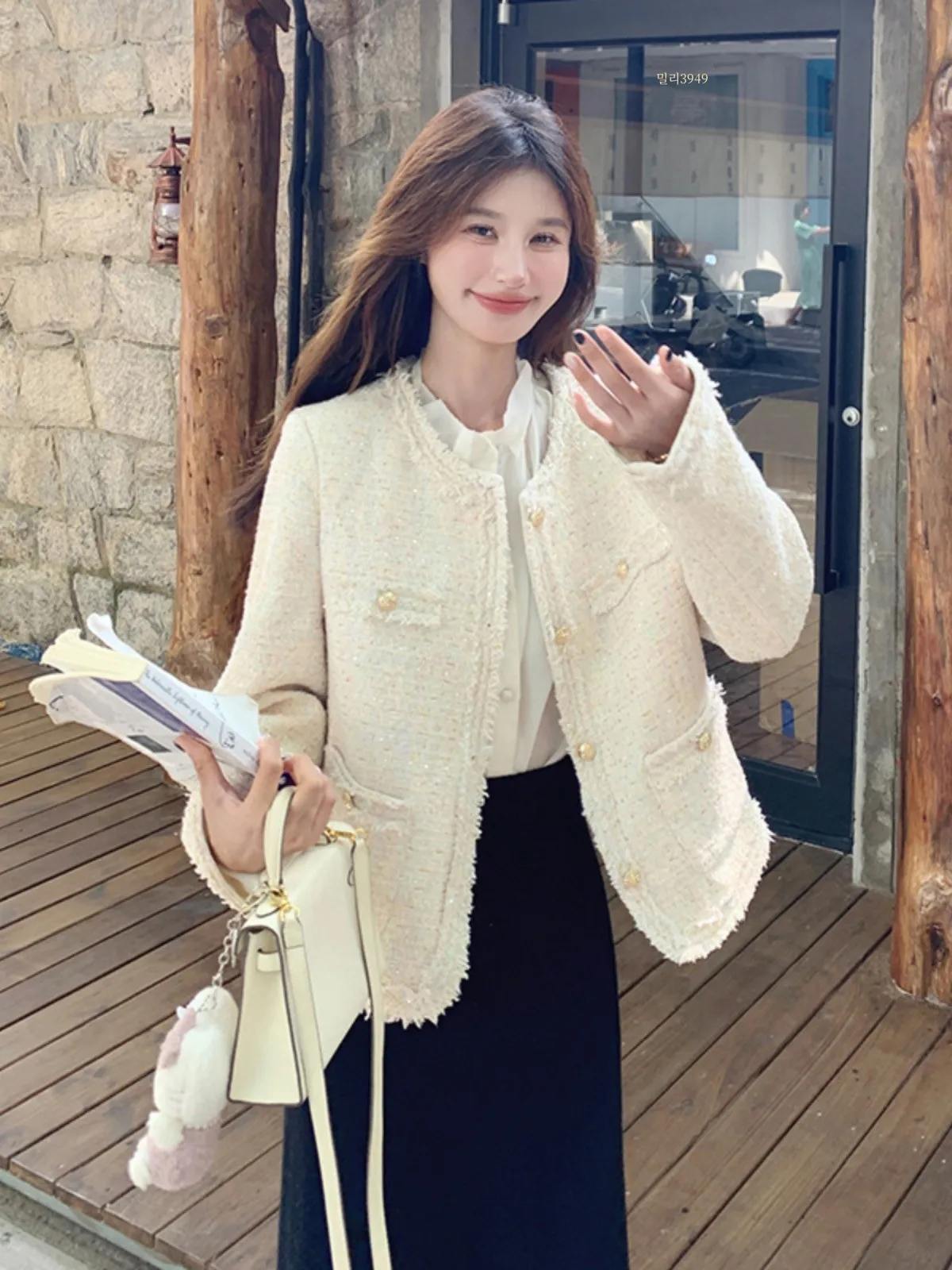 French sle Socialite Temperament High Sense Graceful Outerwear Women 2024 Spring and Autumn New Small Fleece Short Top |