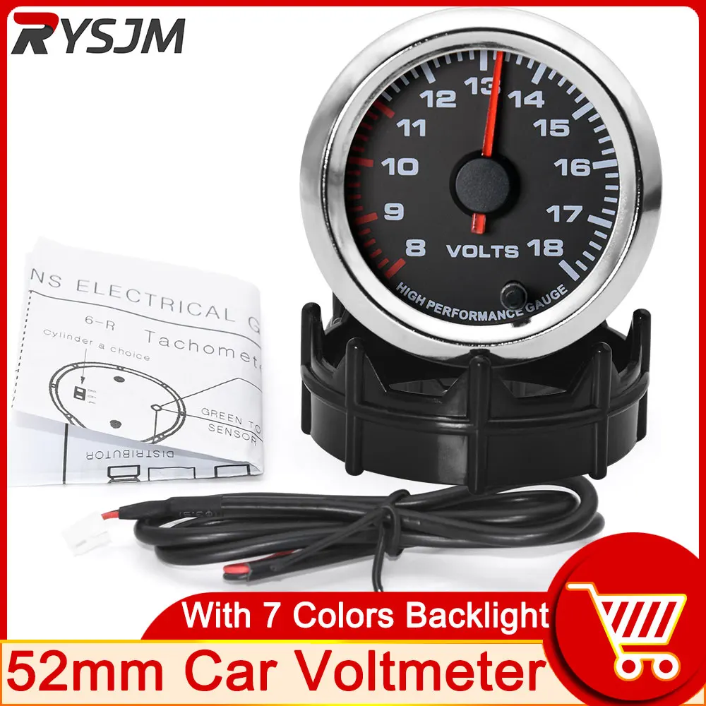 

Авто Вольт Калибр 8-18 в 52 мм Универсальный 7 цветов вольтметр с подсветкой вольт датчик напряжения вольтметр цифровой 12 в метр для автомобиле...