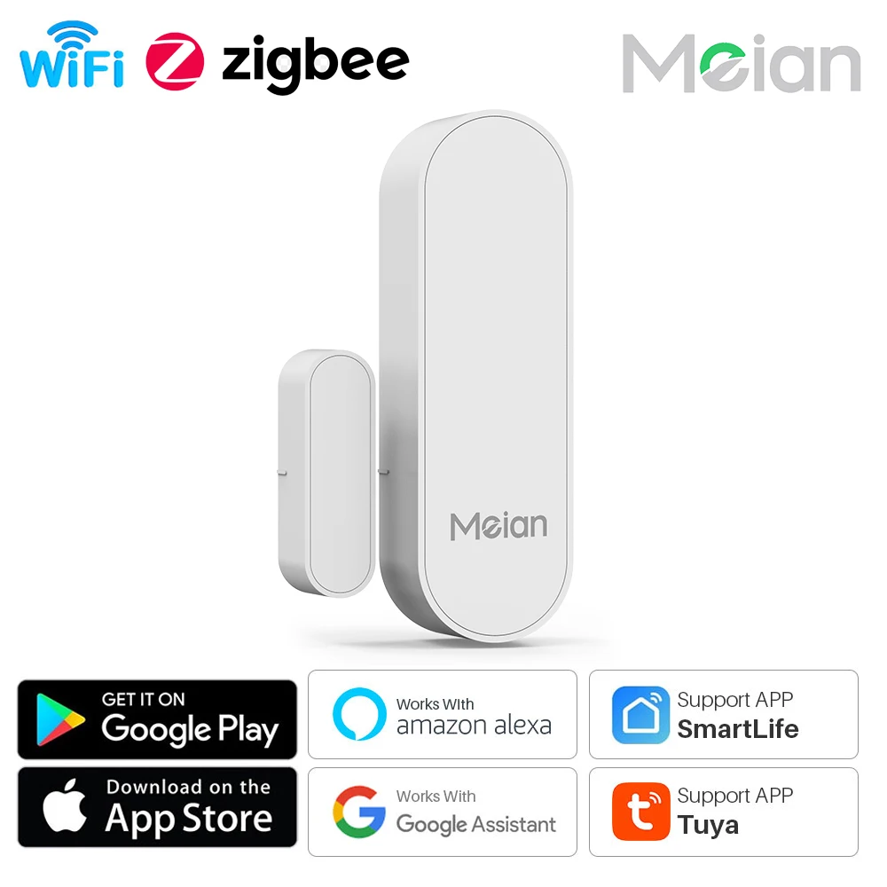 MEIAN Door Window Sensor Zigbee3.0 Open/Closed Smart Detector Security Protection Alarm System Home Need Hub Tuya/Smart Life APP