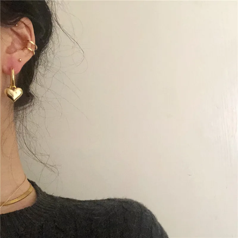 

FMILY Minimalist Heart Earrings S925 Sterling Silver New Fashion Temperament Elegant Hip Hop Punk Jewelry For Girlfriend Gifts