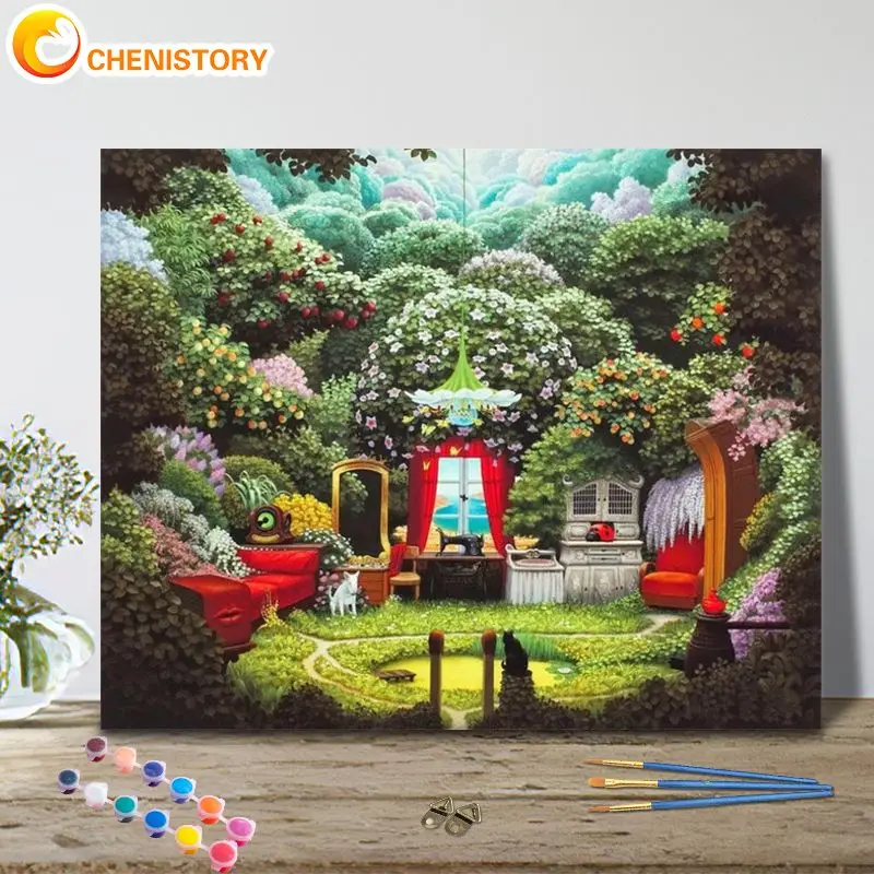 

CHENISTORY Paint By Number Tree Landscape Drawing On Canvas Handpainted Painting Art Gift Diy Pictures By Number Flowers Kits Ho