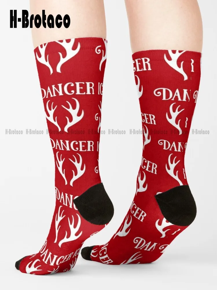 

Dancer Reindeer Christmas Design Socks Long Socks Harajuku Retro Gd Hip Hop Street Skateboard Socks Teen Youth Socks Casual Art