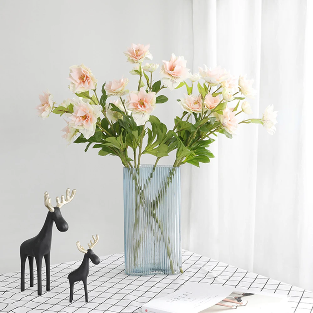 

Artificial Flower 5pcs Beautiful 3Heads Lotus Branch 64cm Table Flower for Wedding Decoration Flores Home Decor Silk Fake Flower