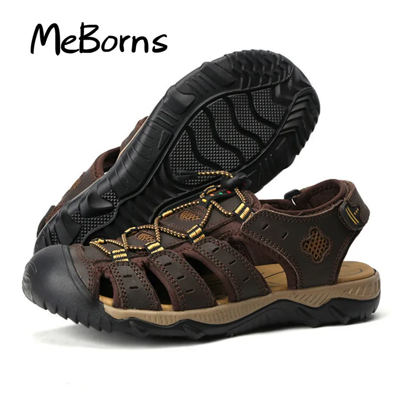 

Big Size Genuine Leather Men Sandals New Summer Men Shoes Beach Sandals for Man Fashion Brand Outdoor Casual Sneakers
