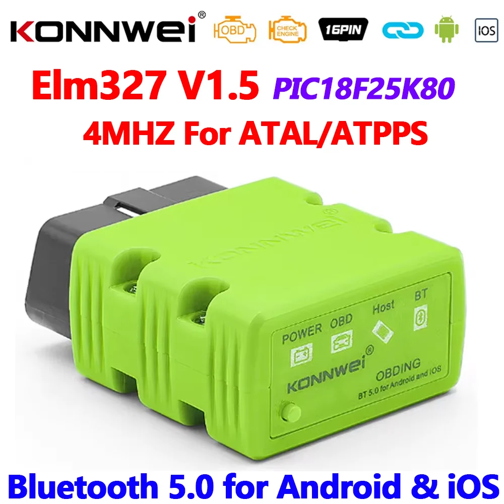 Konnwei Kw902 Elm327 V1.5 Obd2 Сканер Bluetooth 5