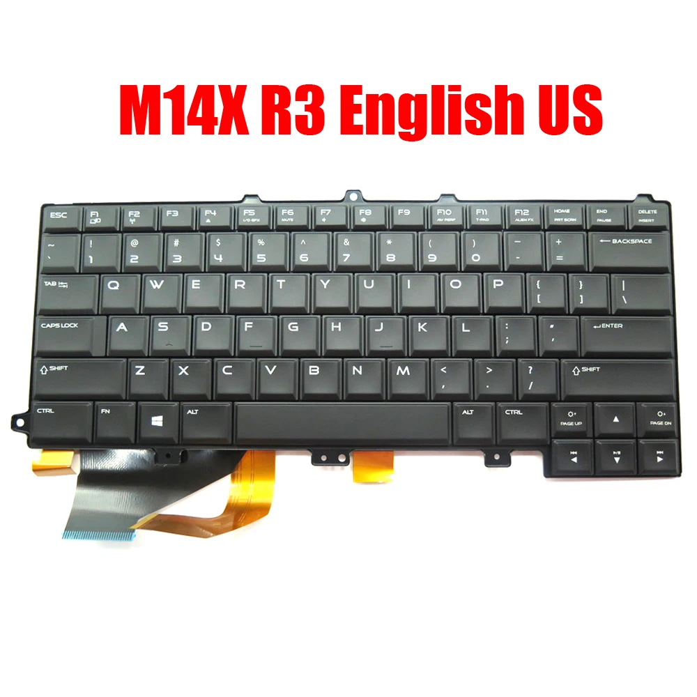 Laptop Keyboard For Alienware M14X R3 09KF83 9KF83 NSK-LB0BC 01 PK130US1B00 English US Black With Backlit New