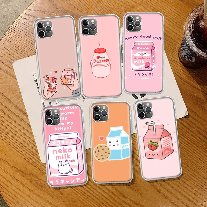 Чехол для телефона с клубничным Молоком Для Iphone 13 Pro Max Apple 11 12 Mini SE 2020 X XS XR 8 7 Plus 6 6S 5 |