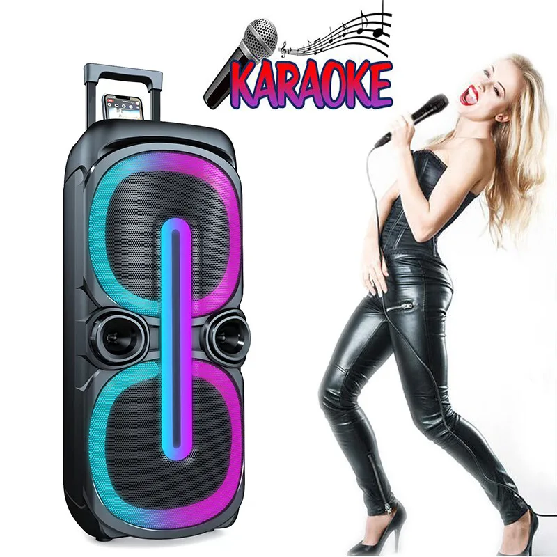 

P.M.P.O 400W 10 Inch karaoke Bluetooth Speaker Portable Double Horn Outdoor Subwoofer Wireless Column Bass Sound with Mic FM