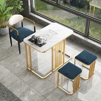 Nordic Light Luxury Small Apartment Tea Table and Chair Balcony Reception Tea Making Table Set Company Reception Room Stone