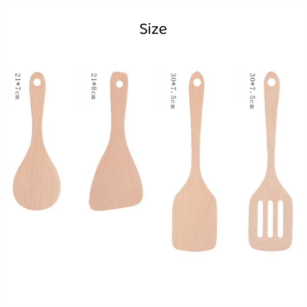 Бытовая деревянная лопатка с антипригарным покрытием неокрашенная термостойкая