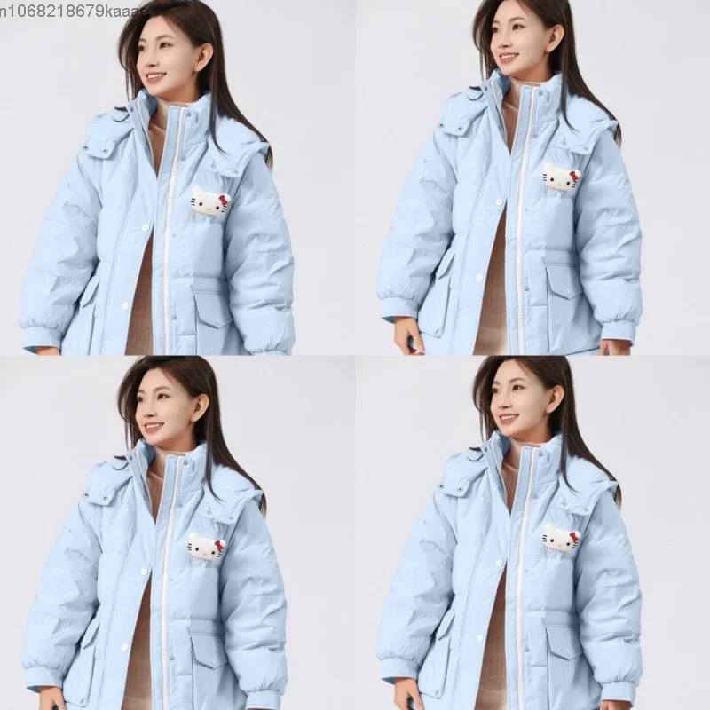 Sanrio Hello Kitty толстое теплое пальто с капюшоном для женщин зимнее свободное