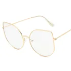 Очки женские прозрачные большого размера, оправа Кошачий глаз в стиле ретро, металлическая оправа, искусственные прозрачные очки