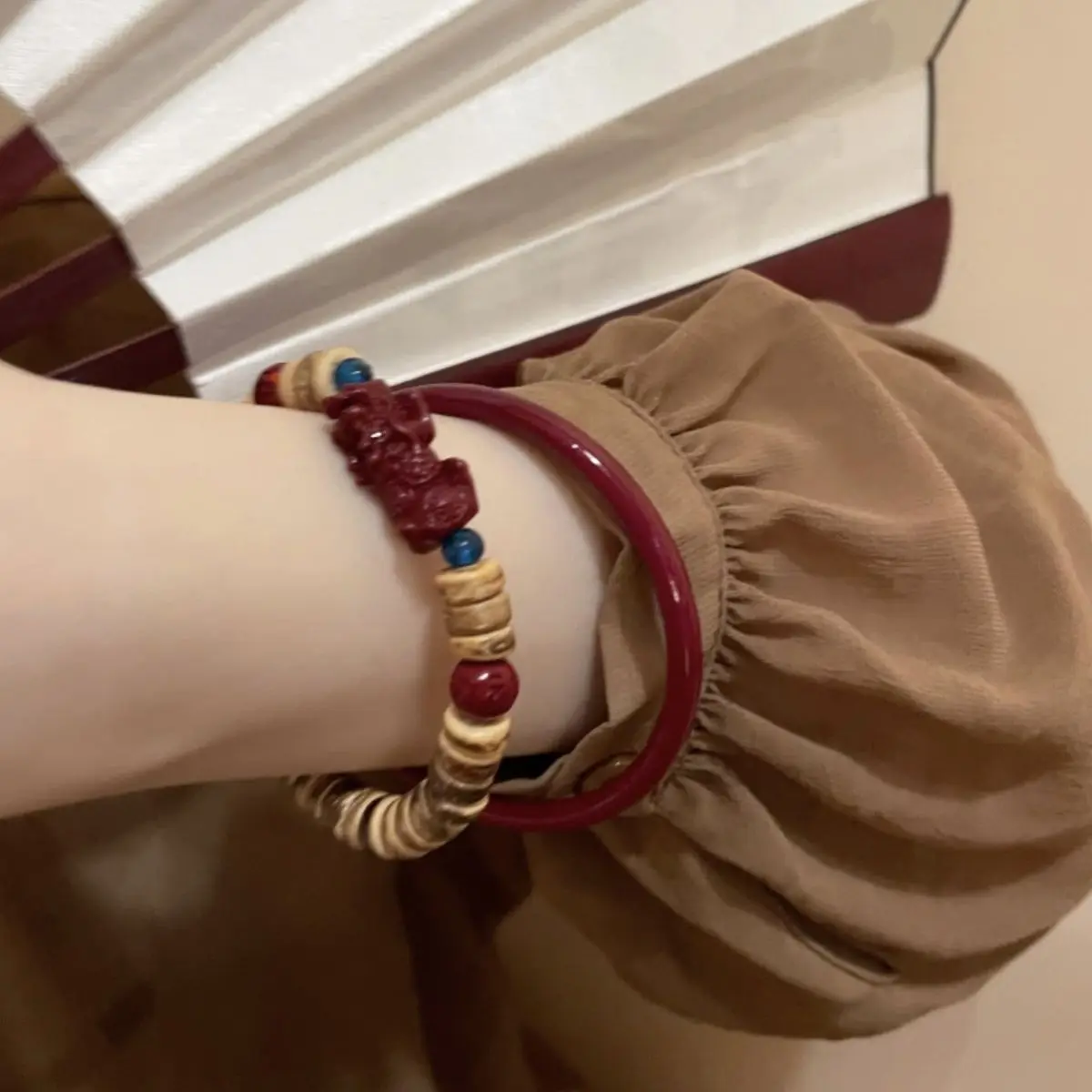 Новый комплект браслетов в китайском стиле из кокосовой ракушки и бусин женское