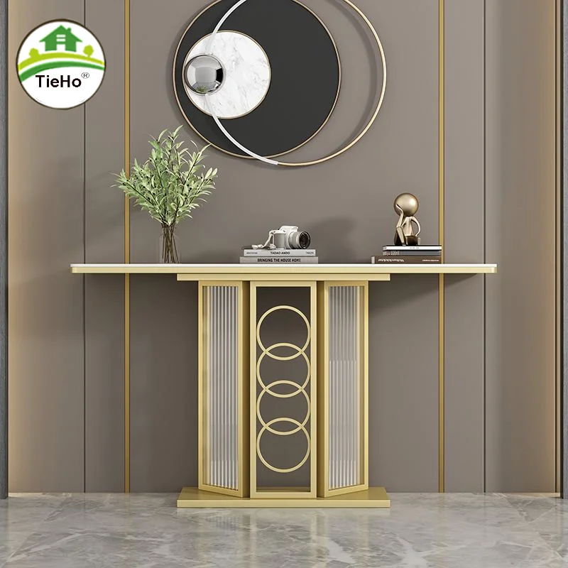 

Italian Luxury Iron Console Table Modern Simple Entrance Corridor Side Table Living Room Slate Long Coffee Table Home Decoration